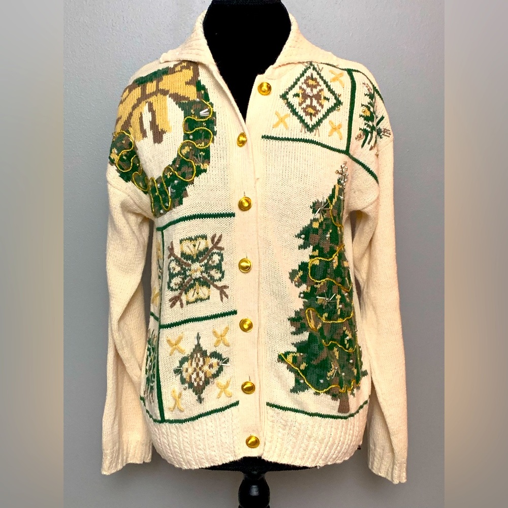 Gallagher Christmas Sweater Winter Button Cardigan Size M